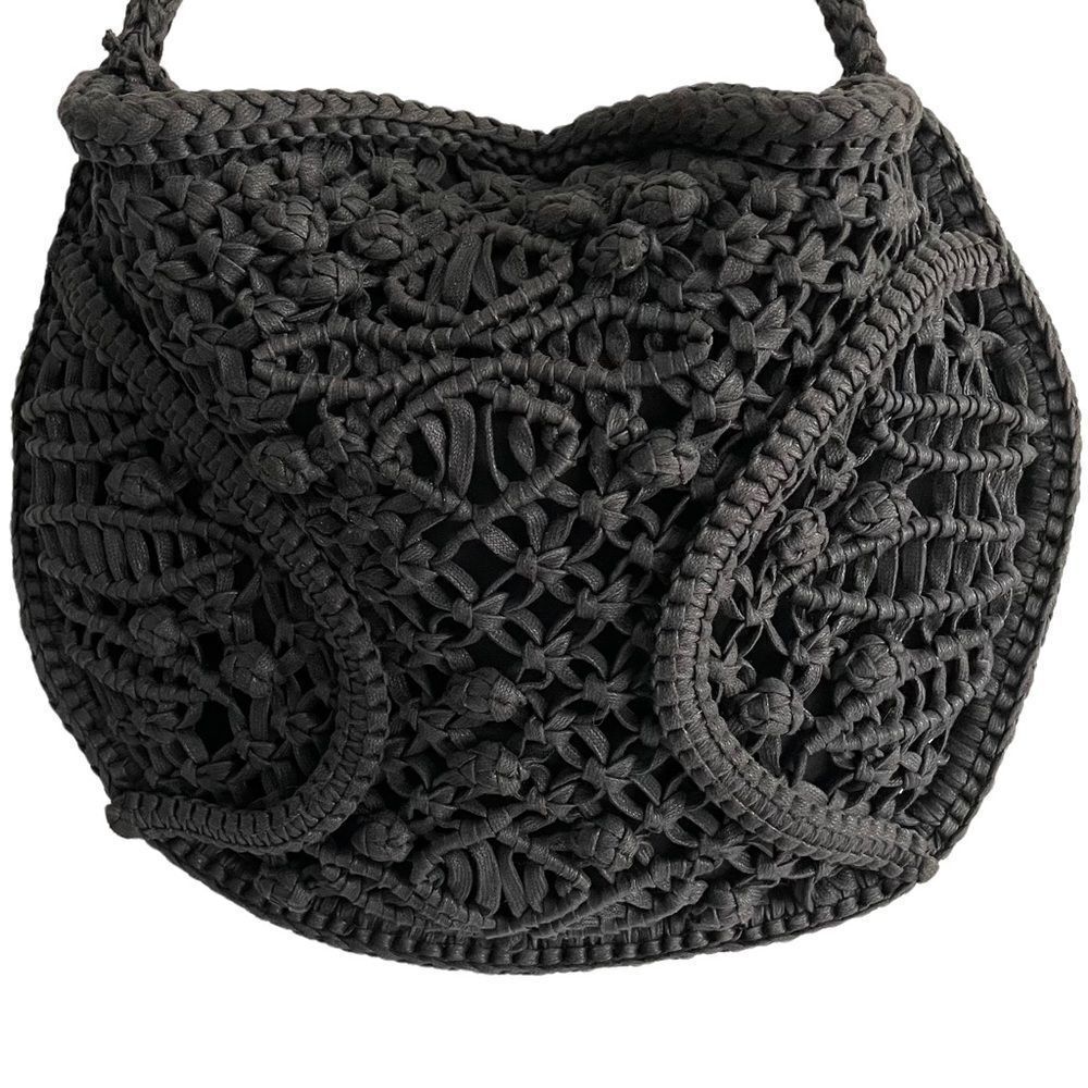 MADE On Earth For David & Scotti Boho Macramé Bag Purse Black - Picture 6 of 11